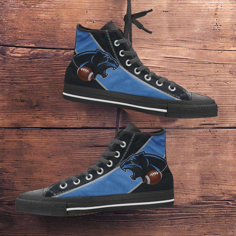 Designs by MyUtopia Shout Out:Fan Art Carolina Canvas High Top Shoes,Men's / Mens US 5 (EU38) / Blue/Black,High Top Sneakers