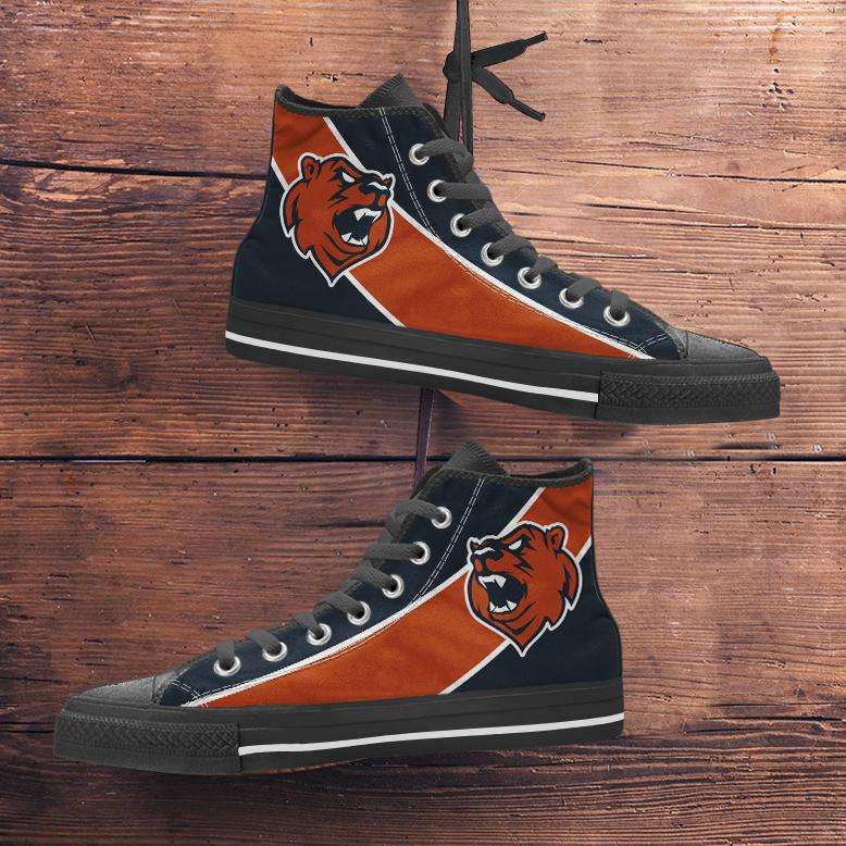 Designs by MyUtopia Shout Out:Fan Art Chicago Canvas High Top Shoes,Men's / Mens US 5 (EU38) / Orange/Black,High Top Sneakers