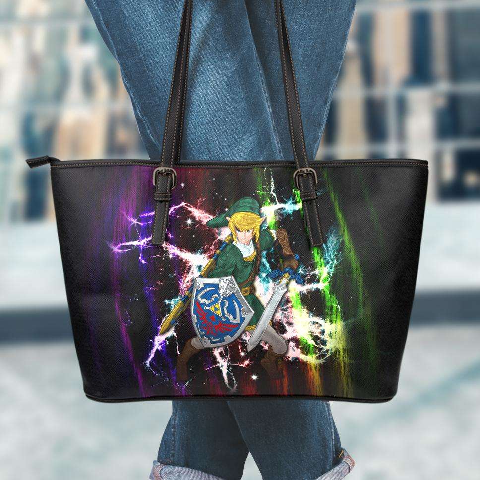 Designs by MyUtopia Shout Out:Fan Art Inspired by Legend of Zelda Video Game Series Faux Leather Totebag Purse Large