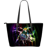 Load image into Gallery viewer, Designs by MyUtopia Shout Out:Fan Art Inspired by Legend of Zelda Video Game Series Faux Leather Totebag Purse Large,Large (11 T x 17 x 6) / Black,tote bag purse
