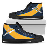 Load image into Gallery viewer, Designs by MyUtopia Shout Out:Fan Art LA Chargers Canvas High Top Shoes
