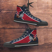 Load image into Gallery viewer, Designs by MyUtopia Shout Out:Fan Art New England Canvas High Top Shoes,Men&#39;s / Mens US 5 (EU38) / Red/Blue,High Top Sneakers
