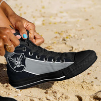 Load image into Gallery viewer, Designs by MyUtopia Shout Out:Fan Art Oakland Raiders Canvas High Top Shoes
