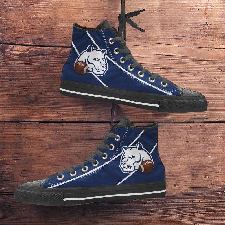 Designs by MyUtopia Shout Out:Fan Art Penn State Canvas High Top Shoes,Men's / Mens US 5 (EU38) / Blue,High Top Sneakers