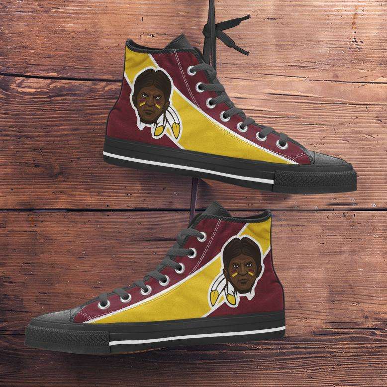 Designs by MyUtopia Shout Out:Fan Art Washington Redskins Canvas High Top Shoes,Men's / Mens US 5 (EU38) / Burgundy Yellow,High Top Sneakers