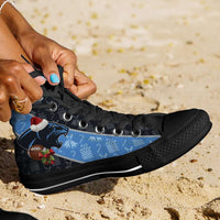 Load image into Gallery viewer, Designs by MyUtopia Shout Out:fans of the Carolina Panthers Christmas Football Pattern Canvas High Top Shoes
