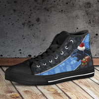 Load image into Gallery viewer, Designs by MyUtopia Shout Out:fans of the Carolina Panthers Christmas Football Pattern Canvas High Top Shoes
