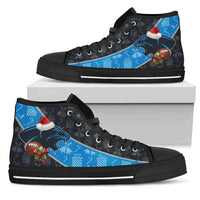 Load image into Gallery viewer, Designs by MyUtopia Shout Out:fans of the Carolina Panthers Christmas Football Pattern Canvas High Top Shoes
