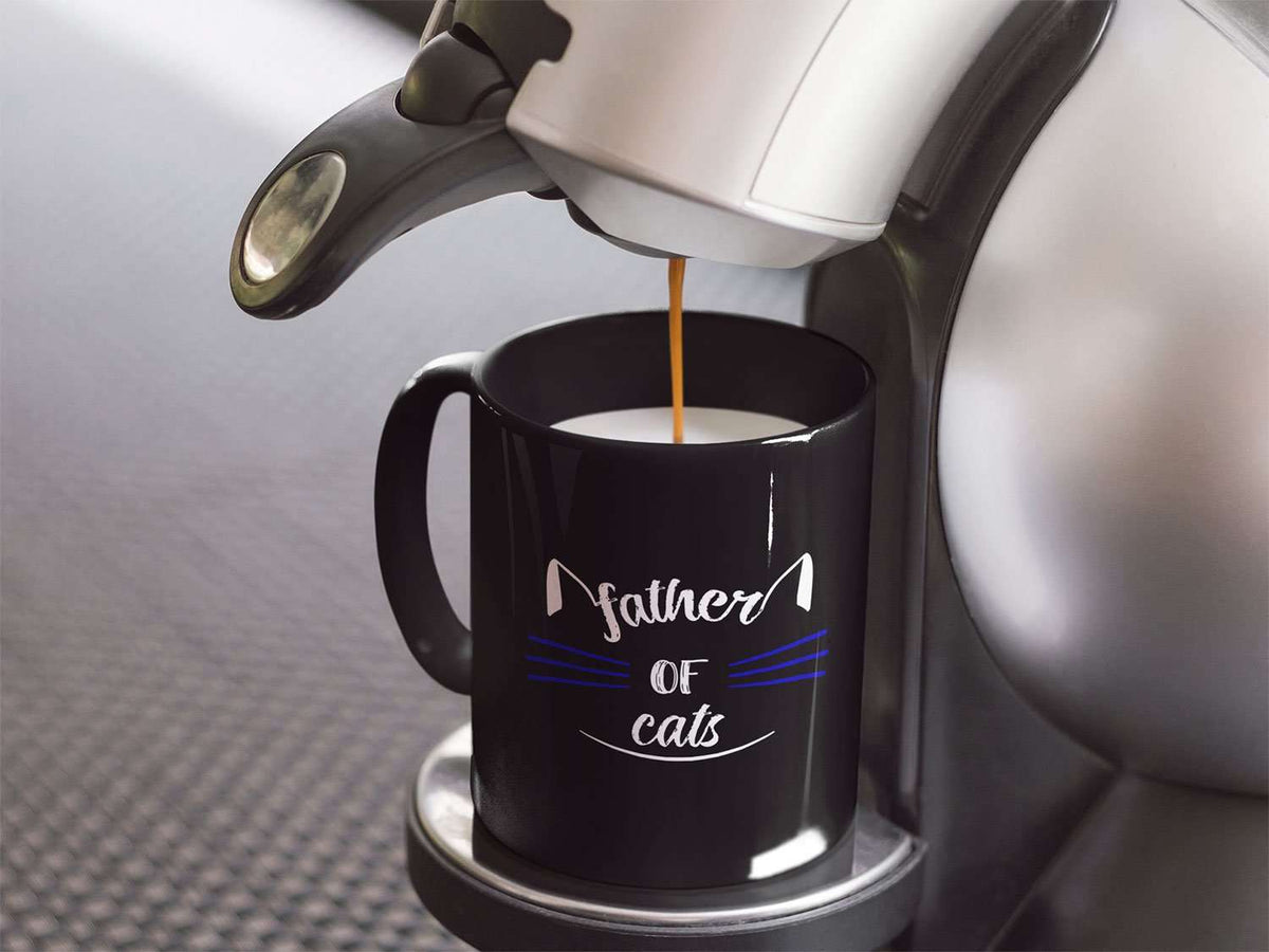 Designs by MyUtopia Shout Out:Father Of Cats Ceramic Coffee Mug - Black