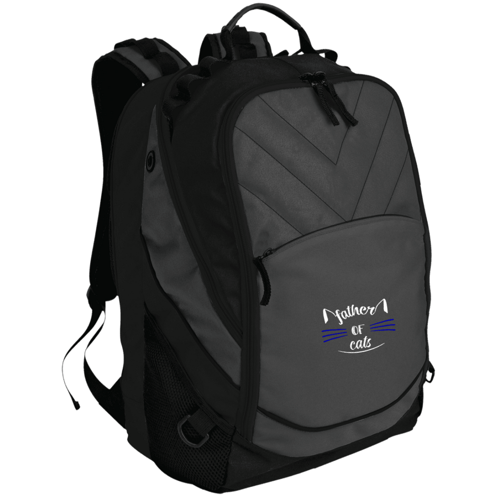 Designs by MyUtopia Shout Out:Father of Cats Embroidered Laptop Computer Backpack,Dark Charcoal/Black / One Size,Backpacks