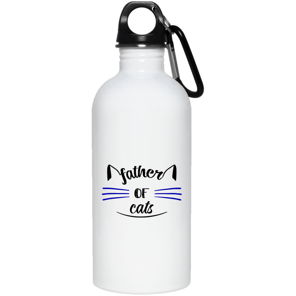 Designs by MyUtopia Shout Out:Father of Cats Stainless Steel Water Bottle,White / One Size,Water Bottles