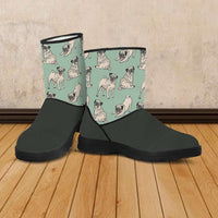 Load image into Gallery viewer, Designs by MyUtopia Shout Out:Faux Fur Boots - Pugs Green
