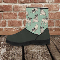Load image into Gallery viewer, Designs by MyUtopia Shout Out:Faux Fur Boots - Pugs Green,Ladies US5.5 (EU36) / Green,Fur Boots
