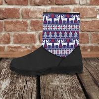 Load image into Gallery viewer, Designs by MyUtopia Shout Out:Faux Fur Boots - UC Deer / Trees,Ladies US5.5 (EU36) / Black/Purple,Fur Boots
