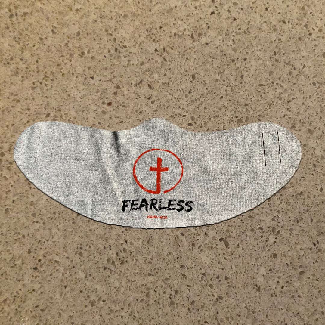 Designs by MyUtopia Shout Out:Fearless Isaiah 41:20 Cross Fabric Face Covering / Face Mask,Heather Grey,Fabric Face Mask