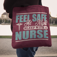 Load image into Gallery viewer, Designs by MyUtopia Shout Out:Feel Safe With a Nurse Fabric Totebag Reusable Shopping Tote
