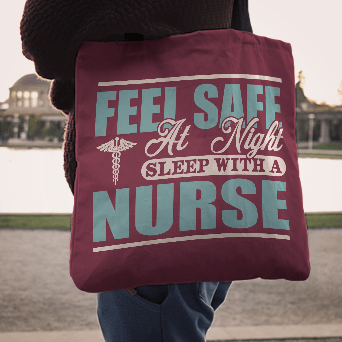 Designs by MyUtopia Shout Out:Feel Safe With a Nurse Fabric Totebag Reusable Shopping Tote