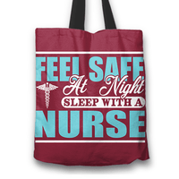 Load image into Gallery viewer, Designs by MyUtopia Shout Out:Feel Safe With a Nurse Fabric Totebag Reusable Shopping Tote
