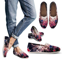 Load image into Gallery viewer, Designs by MyUtopia Shout Out:Fireworks 4th of July Casual Canvas Slip On Shoes Women&#39;s Flats
