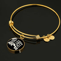 Load image into Gallery viewer, Designs by MyUtopia Shout Out:First Mothers Day Momma Bear / Baby Bear Engravable Keepsake Bangle Round Bracelet - Black

