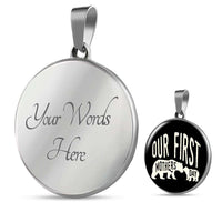 Load image into Gallery viewer, Designs by MyUtopia Shout Out:First Mothers Day Momma Bear / Baby Bear Engravable Keepsake Round Pendant Necklace - Black,316L Stainless Steel / Yes,Necklace
