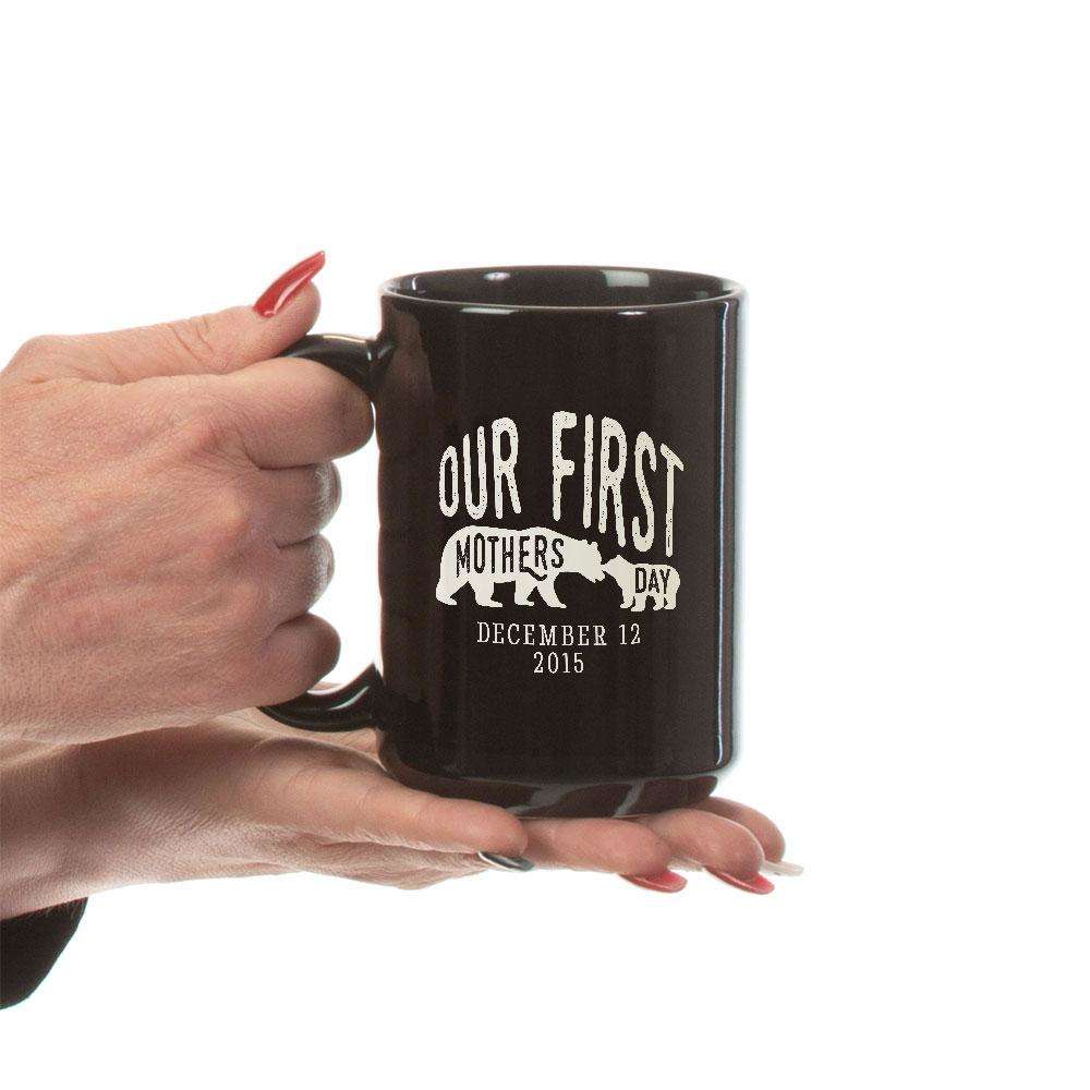 Designs by MyUtopia Shout Out:First Mothers Day Momma Bear / Baby Bear Personalized Black Coffee Mug