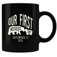 Load image into Gallery viewer, Designs by MyUtopia Shout Out:First Mothers Day Momma Bear / Baby Bear Personalized Black Coffee Mug
