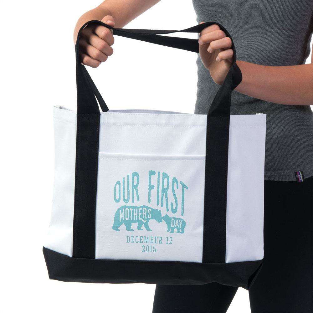 Designs by MyUtopia Shout Out:First Mothers Day Momma Bear / Baby Bear Personalized Canvas Totebag Gym / Beach / Pool Gear Bag