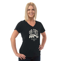Load image into Gallery viewer, Designs by MyUtopia Shout Out:First Mothers Day Momma Bear / Baby Bear Personalized Ladies V Neck Tee
