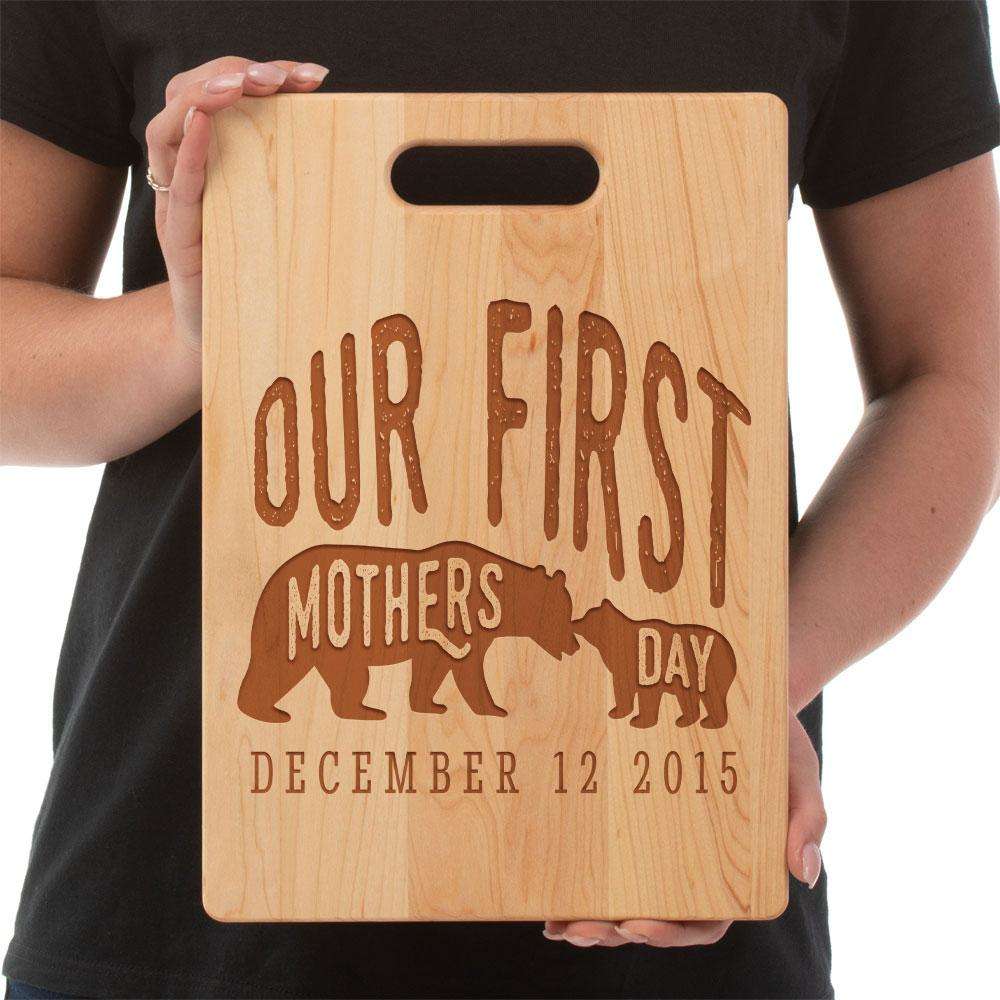 Designs by MyUtopia Shout Out:First Mothers Day Momma Bear / Baby Bear Personalized Maple Laser Engraved Cutting Board