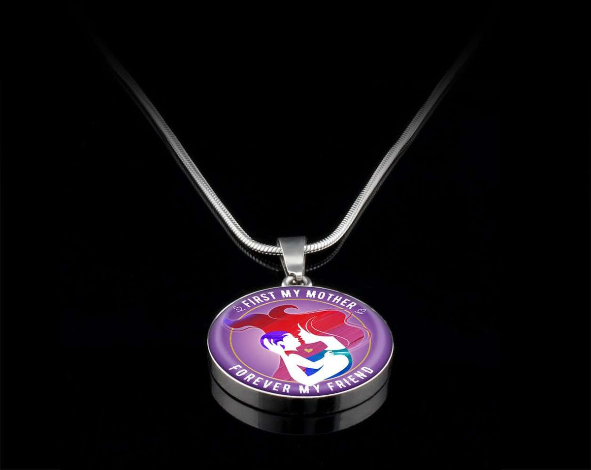 Designs by MyUtopia Shout Out:First My Mother - Forever My Friend Liquid Glass Locket Necklace,Silver / No,Necklace
