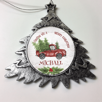 Load image into Gallery viewer, Designs by MyUtopia Shout Out:First Name Christmas Truck Personalized Christmas Ornament,Christmas Tree,Personalized Christmas Ornament

