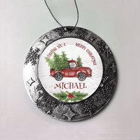 Load image into Gallery viewer, Designs by MyUtopia Shout Out:First Name Christmas Truck Personalized Christmas Ornament,Christmas Round Ornament,Personalized Christmas Ornament
