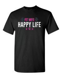 Load image into Gallery viewer, Designs by MyUtopia Shout Out:Fit Wife Happy Life Adult Unisex T-Shirt,S / Black,Adult Unisex T-Shirt
