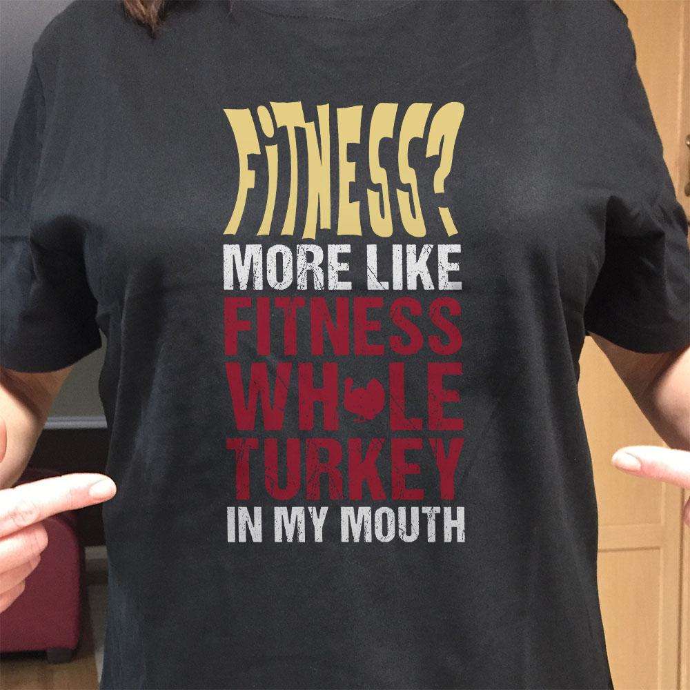 Designs by MyUtopia Shout Out:Fitness Whole Turkey In My Mouth Adult Unisex Cotton Short Sleeve T-Shirt