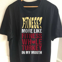 Load image into Gallery viewer, Designs by MyUtopia Shout Out:Fitness Whole Turkey In My Mouth Adult Unisex Cotton Short Sleeve T-Shirt,S / Black,Adult Unisex T-Shirt
