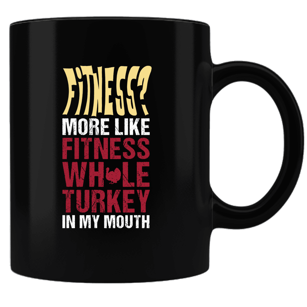 Designs by MyUtopia Shout Out:Fitness Whole Turkey in My Mouth Thanksgiving Humor Ceramic Coffee Mug - Black,Black,Ceramic Coffee Mug