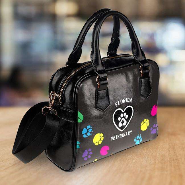 Designs by MyUtopia Shout Out:FL Veterinary Faux Leather Handbag with Shoulder Strap,Black,Handbag Purse