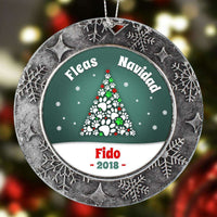 Load image into Gallery viewer, Designs by MyUtopia Shout Out:Fleas Navidad Dog Paw Print Christmas Tree Personalized Keepsake Ornament
