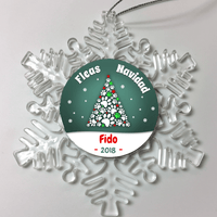 Load image into Gallery viewer, Designs by MyUtopia Shout Out:Fleas Navidad Dog Paw Print Christmas Tree Personalized Keepsake Ornament,Snow Flake,Personalized Christmas Ornament
