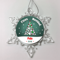 Load image into Gallery viewer, Designs by MyUtopia Shout Out:Fleas Navidad Dog Paw Print Christmas Tree Personalized Keepsake Ornament,Snow Crystal,Personalized Christmas Ornament
