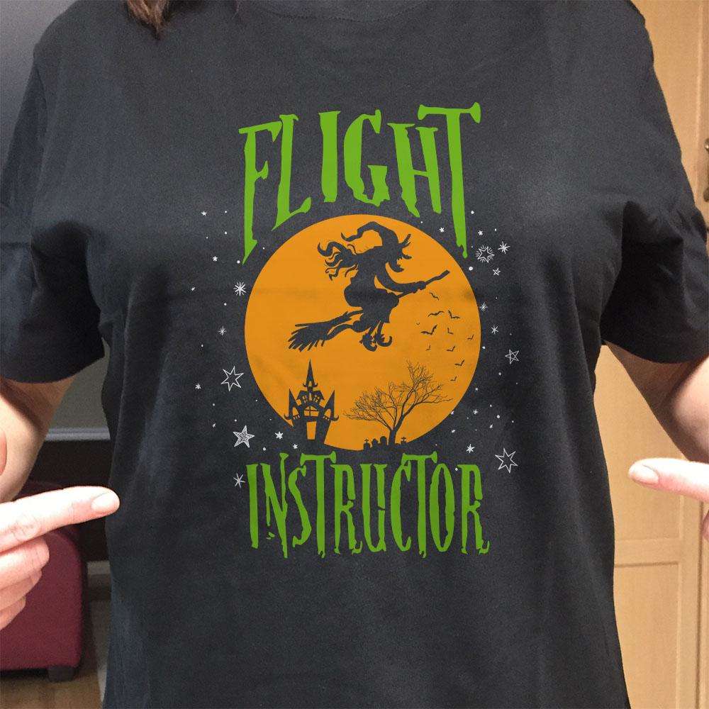 Designs by MyUtopia Shout Out:Flight Instructor Halloween Humor Adult Unisex Cotton Short Sleeve T-Shirt