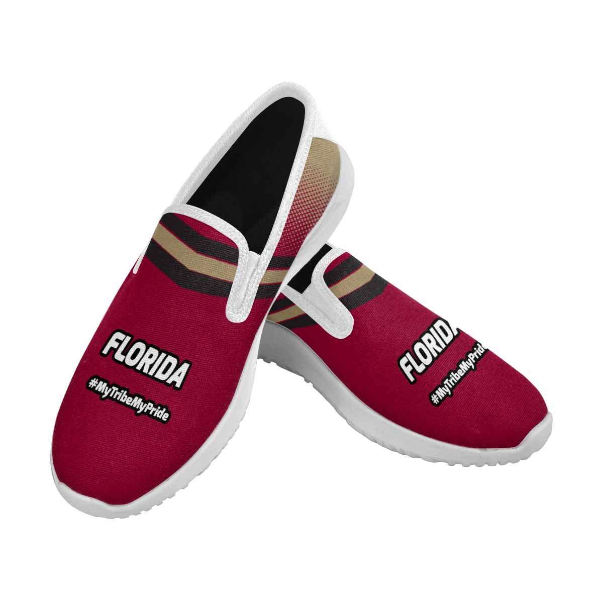 Designs by MyUtopia Shout Out:Florida Seminols Fan #MyTribeMyPride Mens Slip-on Canvas Sneakers, Garnet