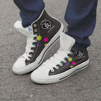 Load image into Gallery viewer, Designs by MyUtopia Shout Out:Florida Veterinary Canvas High Top Shoes,Men&#39;s / Men&#39;s US 8 (EU40) / Black/Multi,High Top Sneakers
