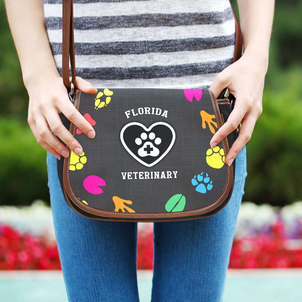 Designs by MyUtopia Shout Out:Florida Veterinary Canvas Saddlebag Style Crossbody Purse