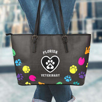 Load image into Gallery viewer, Designs by MyUtopia Shout Out:Florida Veterinary Faux Leather Totebag Purse,Large (11 x 17 x 6) / Black/Multi,tote bag purse
