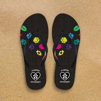 Load image into Gallery viewer, Designs by MyUtopia Shout Out:Florida Veterinary Flip-Flops,Women&#39;s / Women&#39;s Small (US 5-6 /EU 35-37) / Black/Multi,Flip Flops
