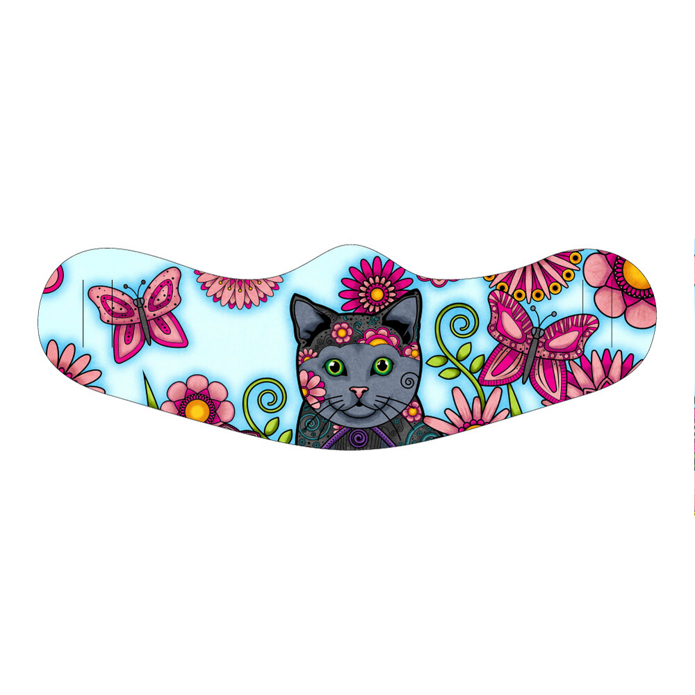 Designs by MyUtopia Shout Out:Flower Cat Face Mask, Face Scarf, Bandanna,Default Title,Face Mask Sublimation All Over Print