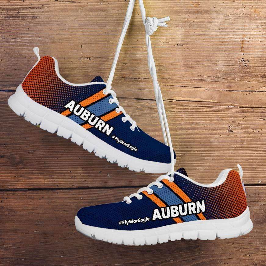Designs by MyUtopia Shout Out:#FlyWarEagle Auburn Fan Running Shoes,Mens US5 (EU38) / Navy Blue/Orange,Running Shoes