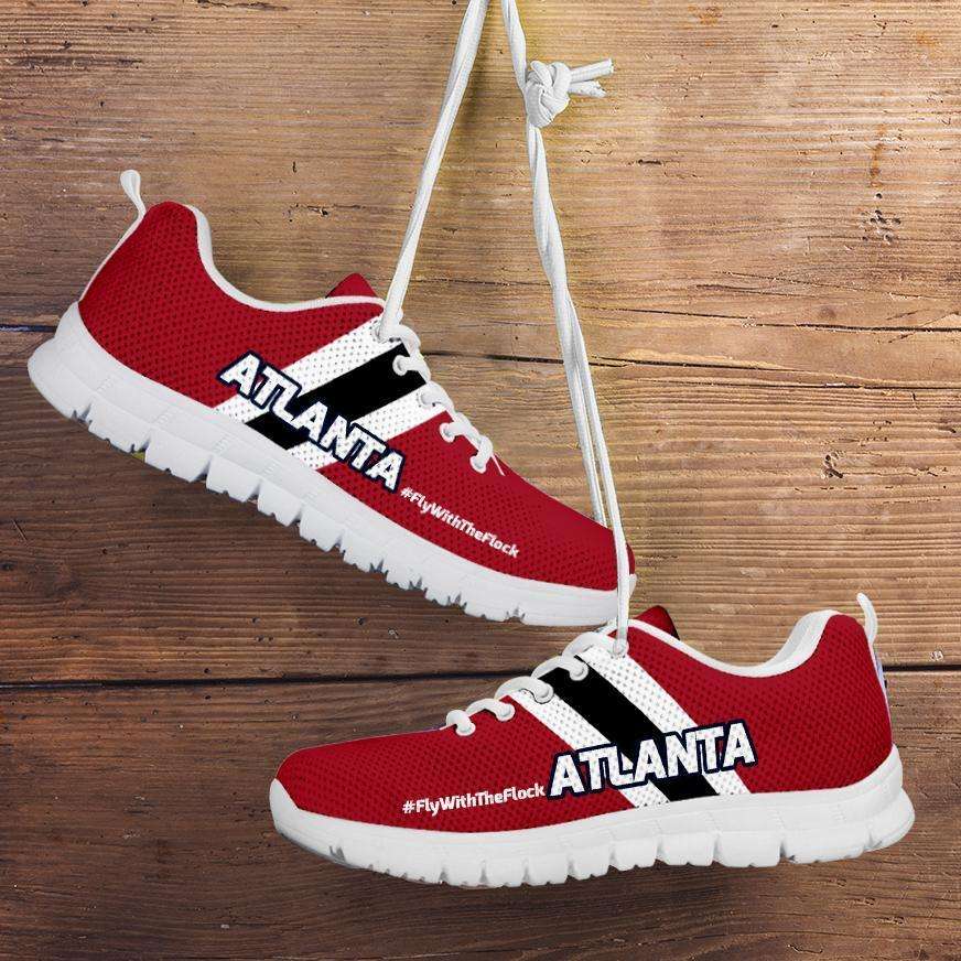 Designs by MyUtopia Shout Out:#FlyWithTheFlock Atlanta Fan Running Shoes,Kid's / 11 CHILD (EU28) / Red,Running Shoes